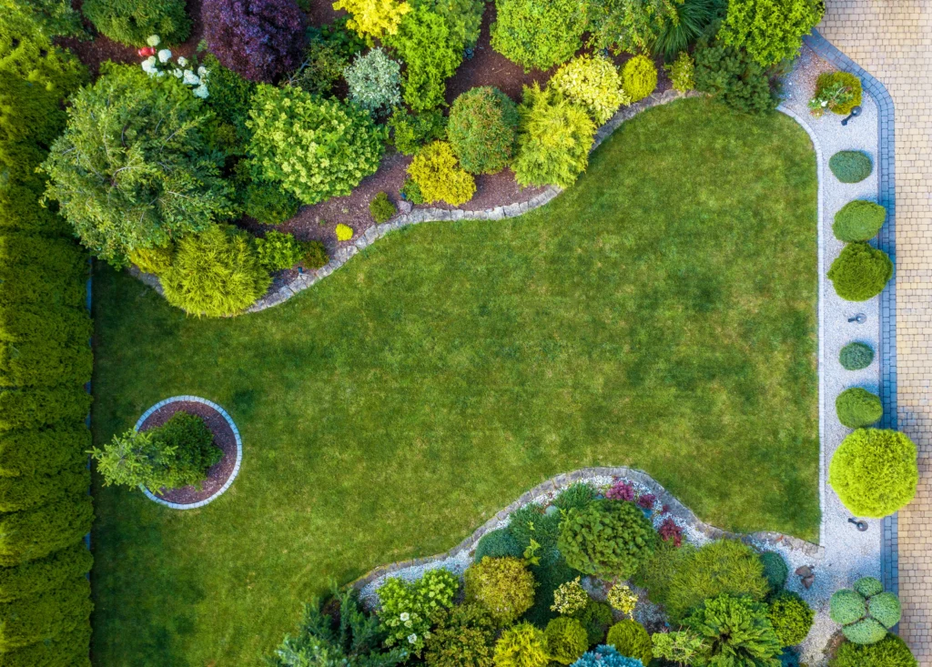tranquil lawn and landscaping from above 2026 03 24 09 00 28 utc